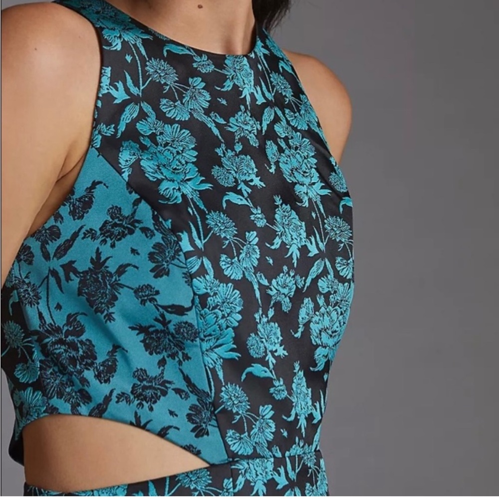 NWT Anthropologie Hutch Floral Jacquard Cut-Out Mini Dress Baroque Blue Black 6 - Picture 6 of 6
